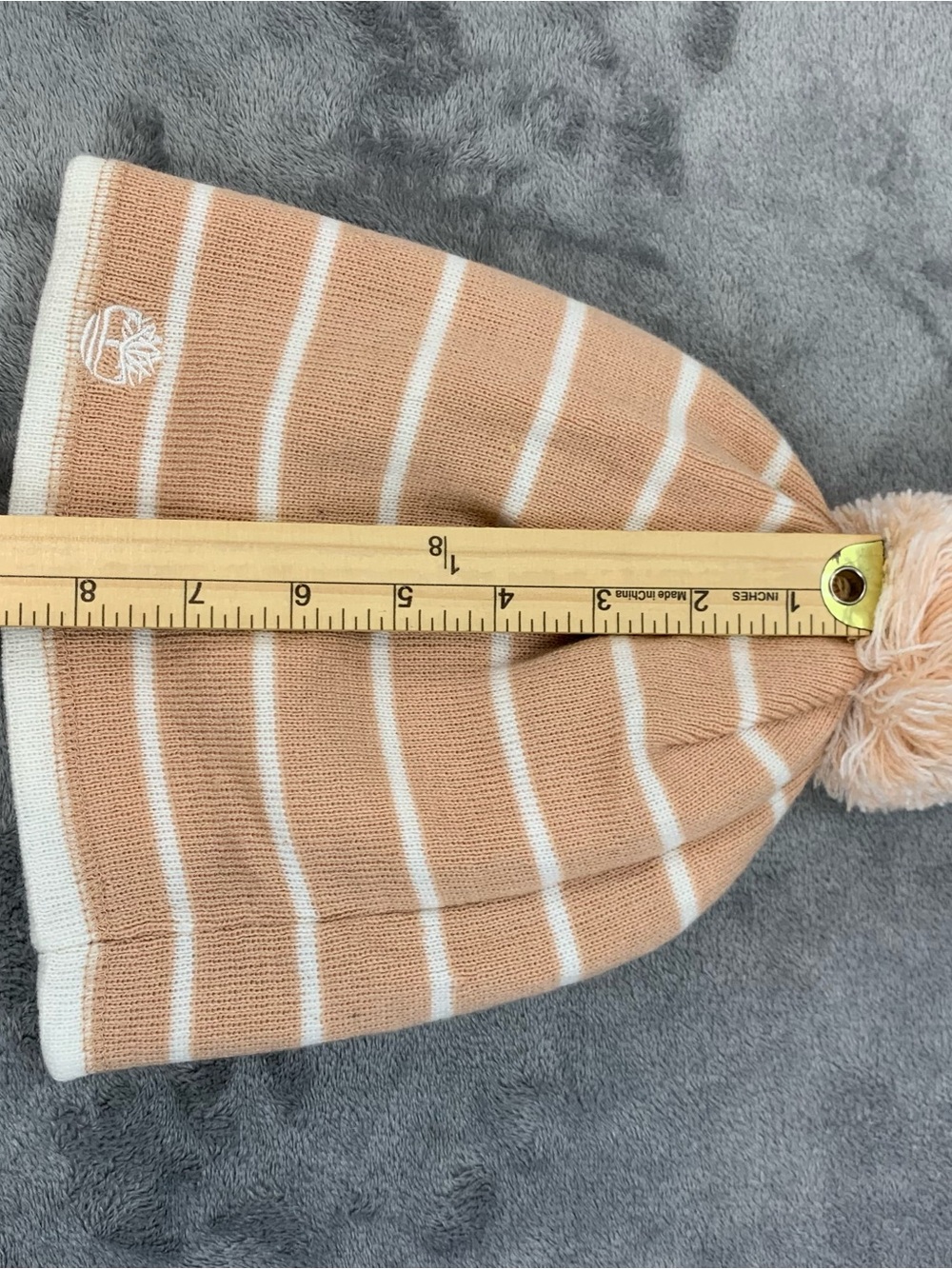 Timberland Striped Pom Beanie for women’s - Tan & White one size